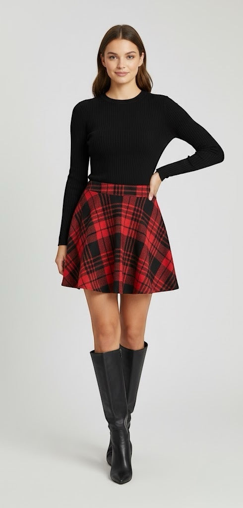 Skirt - Festive Plaid Mini