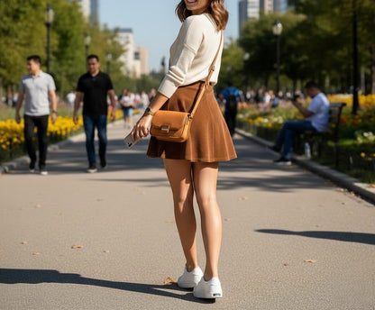 WhisperLine™ Corduroy Skirt-Brown Skirt