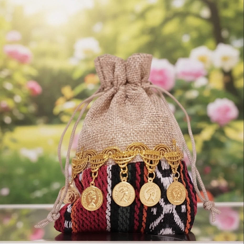 Gift Bags _ Set of 12 Handcrafted Traditional -Textile Drawstring Pouches – Premium Keepsake Gift Bags for Fine Jewelry, Luxury Wedding Favors, and Elegant Celebration Giveaways