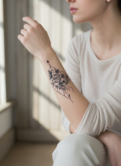 8pcs Temporary Tattoo Floral Whispers & Wild Shadows Collection