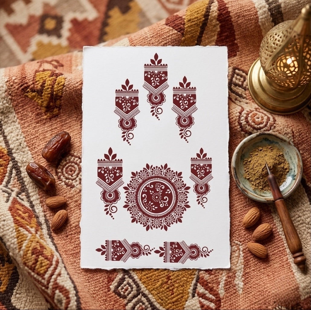 Vintage Mandala Floral Temporary Henna Hand Tattoo