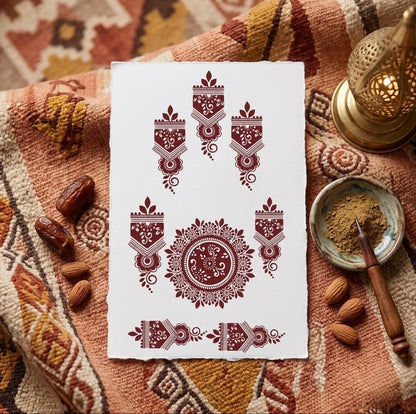 Vintage Mandala Floral Temporary Henna Hand Tattoo